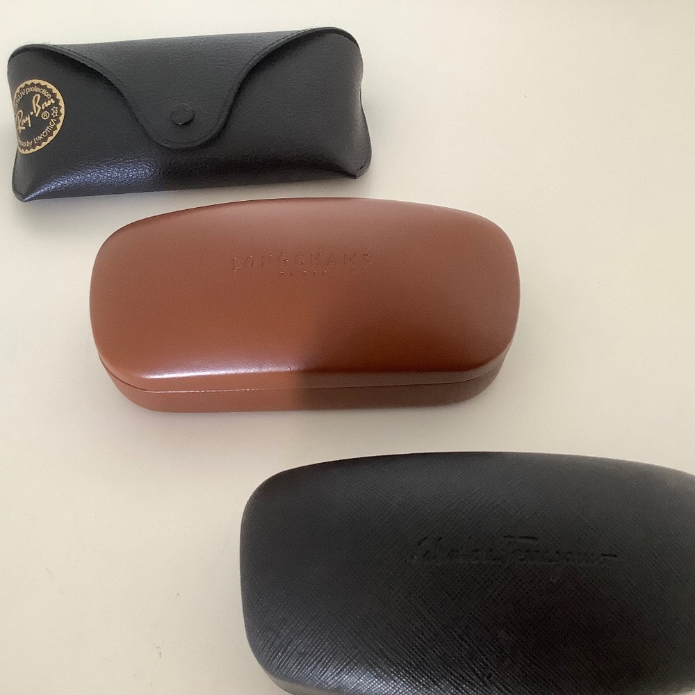Designer sunglasses cases (RayBan, Longchamp, Ferragamo)